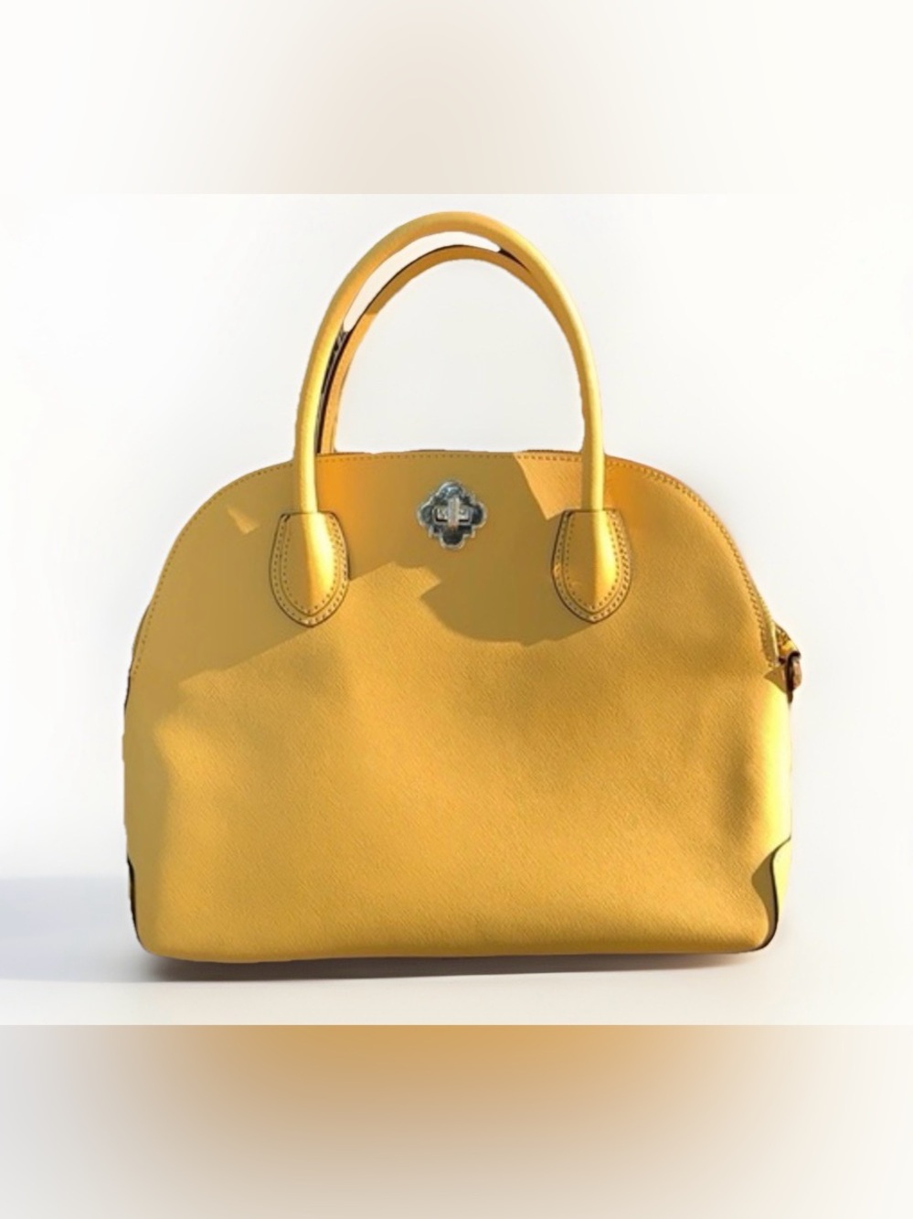 Crown & Ivy-Yellow Zest Satchel Crossbody w/Gold Bag Adj Strap 15x8” Preppy Chic